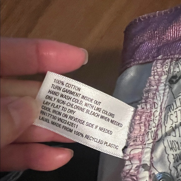 #0983+ Metallic Pink Denim Skirt - Picture 9 of 11